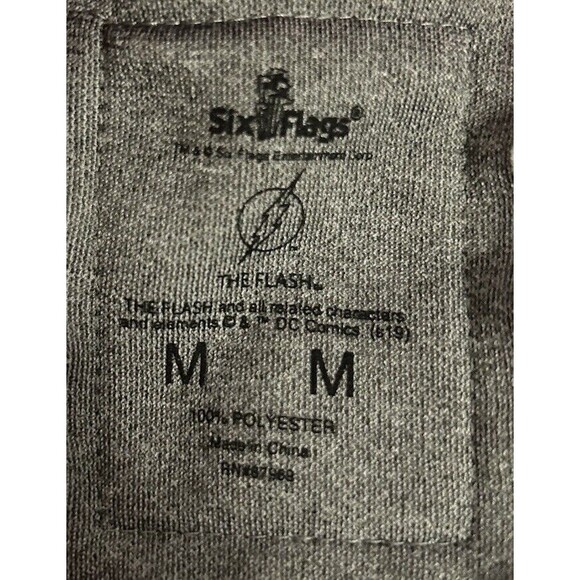 The Flash Men's Medium Gray Hoodie With Flash Logo Six Flags - Picture 7 of 9
